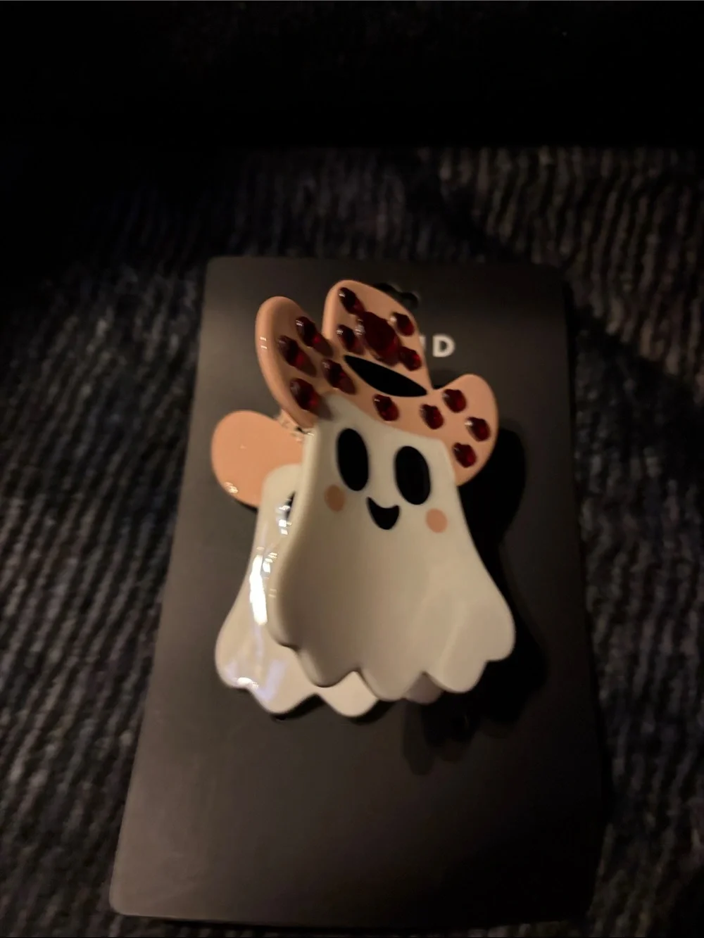 Cute Torrid Pink & White Ghost Hair Clip With Cowboy Hat